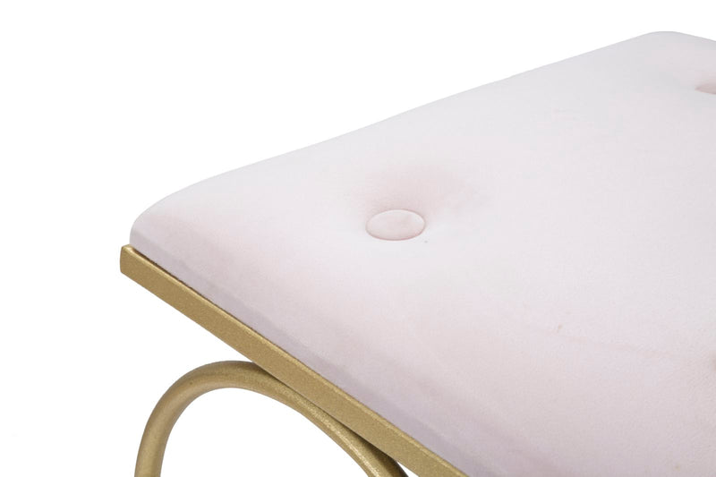 Sgabello Heart Rosa 50x37,5x51,5 cm in Ferro e MDF e Spugna e Poliestere Oro e Crema-5