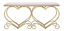 Panca Heart Rosa 105x37,5x51,5 cm in Ferro e MDF e Spugna e Poliestere Oro e Rosa-2