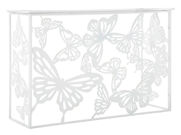 prezzo Console Bianco Butterfly 121,5x41x81 cm in Ferro MDF e Specchio Bianco e Oro