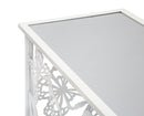Console Bianco Butterfly 121,5x41x81 cm in Ferro MDF e Specchio Bianco e Oro-4