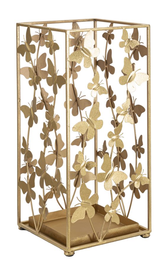 Porta Ombrelli Butterfly 22,5x22,5x48,5 cm in Ferro Oro acquista