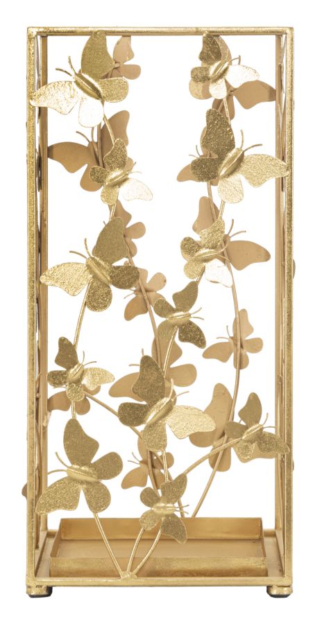Porta Ombrelli Butterfly 22,5x22,5x48,5 cm in Ferro Oro-2