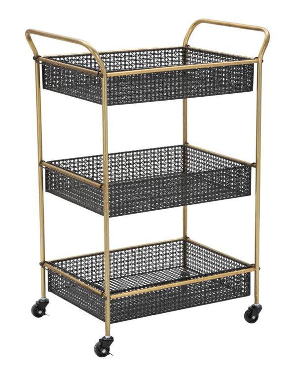 Carrello Fashion 56x37x81 cm in Ferro Nero e Oro sconto