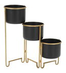 Porta Vasi 3 Oroy 68x22,5x55 cm in Ferro Nero e Oro-1