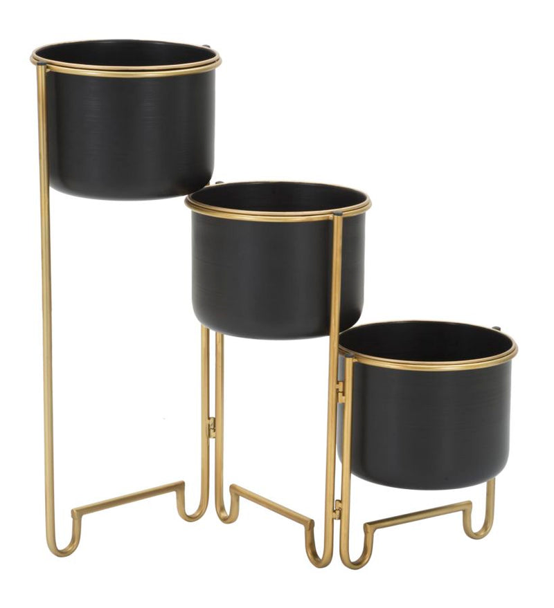 Porta Vasi 3 Oroy 68x22,5x55 cm in Ferro Nero e Oro-1