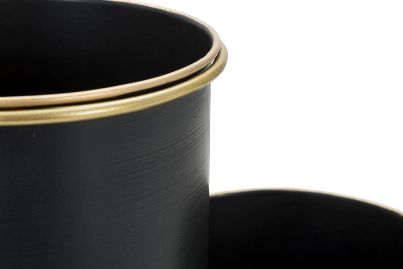 Porta Vasi 3 Oroy 68x22,5x55 cm in Ferro Nero e Oro-4