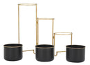 Porta Vasi 3 Oroy 68x22,5x55 cm in Ferro Nero e Oro-7