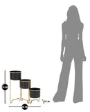 Porta Vasi 3 Oroy 68x22,5x55 cm in Ferro Nero e Oro-9