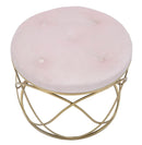 Puff Luty Ø60x45 cm in Ferro e Spugna e Velluto Rosa e Oro-2