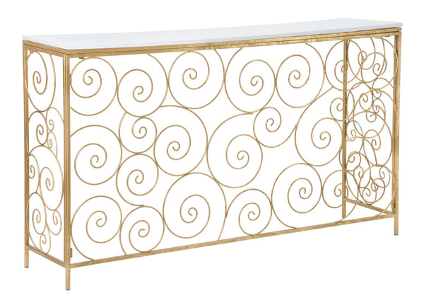 Consol Spiral 140x36x82 cm in Ferro e Marmo Oro e Bianco sconto