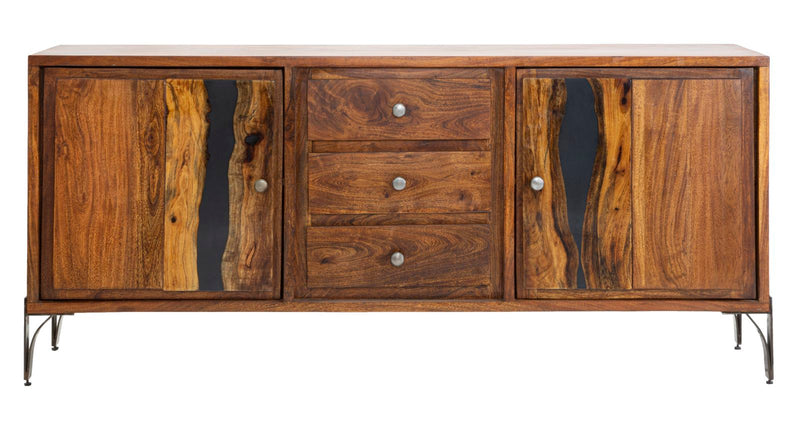 Mobile Mustang 175x40x75 cm in Legno di Acacia e in Ferro Marrone e Grigio-2