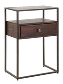 Comodino Burn 45x30x66 cm in Legno di Acacia e in Ferro Marrone-1