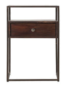 Comodino Burn 45x30x66 cm in Legno di Acacia e in Ferro Marrone-2