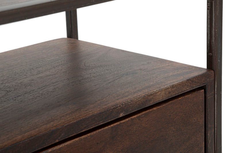 Comodino Burn 45x30x66 cm in Legno di Acacia e in Ferro Marrone-6