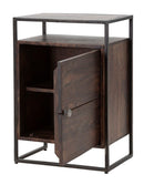 Comodino 1Door Burn 45x30x66 cm in Legno di Acacia e in Ferro Marrone-3