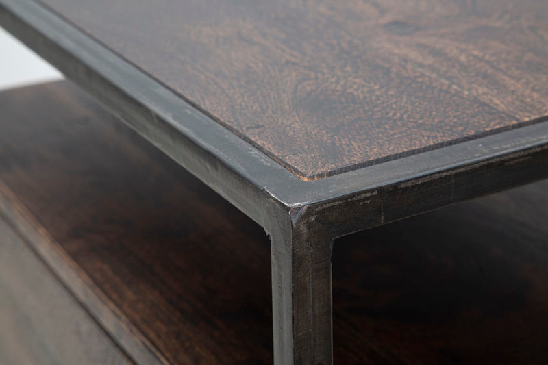 Comodino 1Door Burn 45x30x66 cm in Legno di Acacia e in Ferro Marrone-6