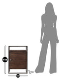 Comodino 1Door Burn 45x30x66 cm in Legno di Acacia e in Ferro Marrone-8