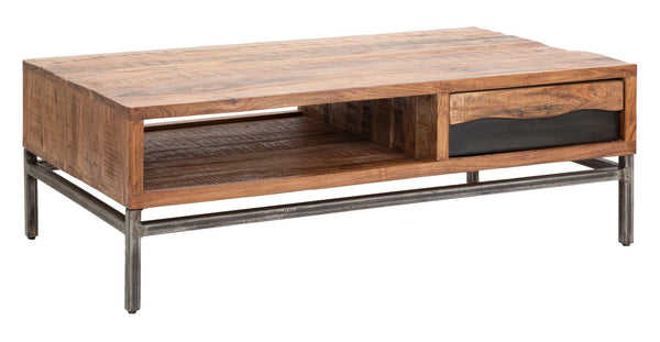 prezzo Tavolo da Caffè Yellowstone 118x70x40 cm in Legno di Acacia e Ferro Marrone e Nero