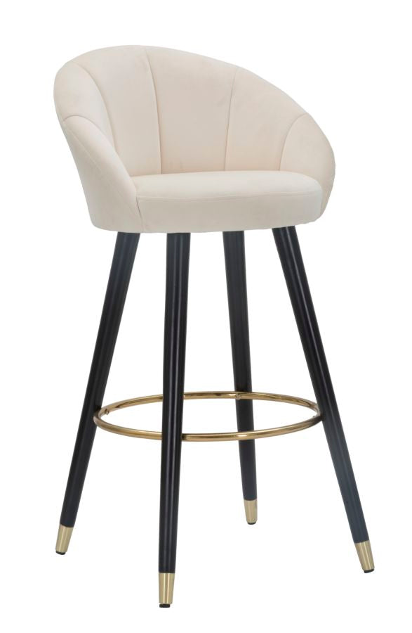 sconto Sgabello Bar Prague Crema 55x56x104 cm Legno e Spugna Crema Oro e Nero