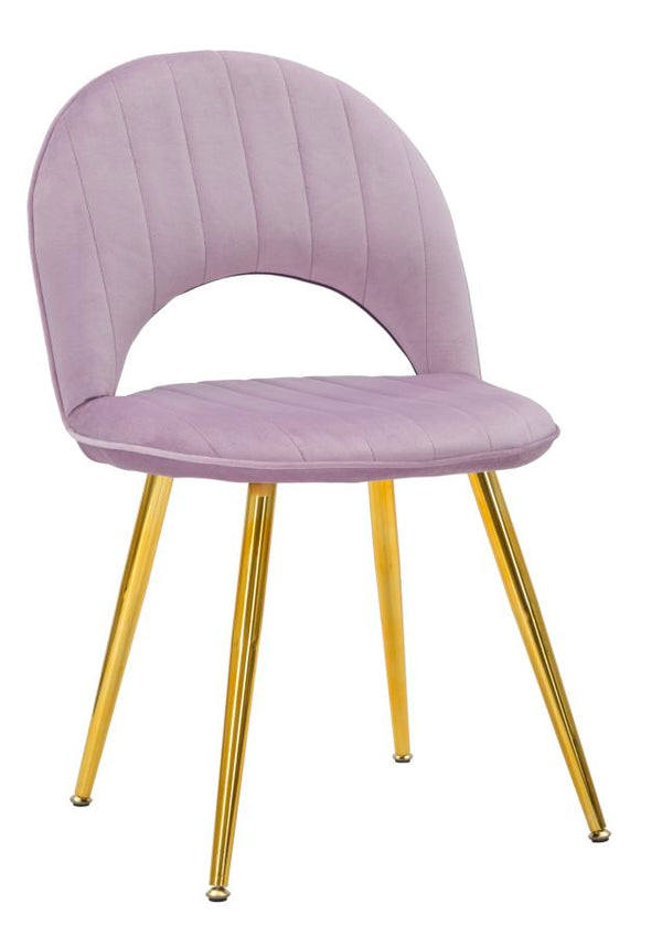 Set 2 Sedie Imbottite 52x48x78 cm in Tessuto Velluto Flex Rosa e Oro acquista