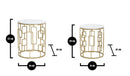 Tavolinetto Cube Coppia Ø46x55-39x48 cm in Ferro e Marmo Oro e Bianco-9