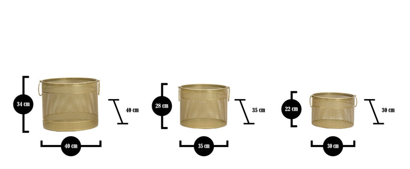 Porta Vasi Cage Tris Ø40x34-35x28-30x22 cm in Ferro Oro e Multicolor-7