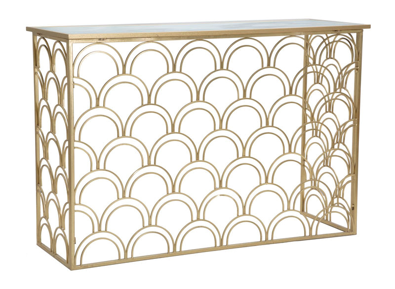 Console Arc 120x40x80,5 cm in Ferro MDF e Vetro Oro e Multicolor-1