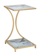 Tavolinetto Glam Level 40x35x60 cm in Ferro MDF e Vetro Oro e Multicolor-1