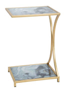 Tavolinetto Glam Level 40x35x60 cm in Ferro MDF e Vetro Oro e Multicolor-3