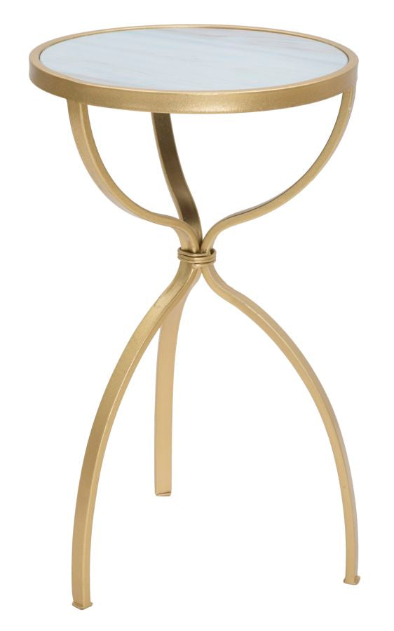 Tavolinetto Glam Tridh Ø32,5x55 cm in Ferro MDF e Vetro Oro e Multicolor acquista