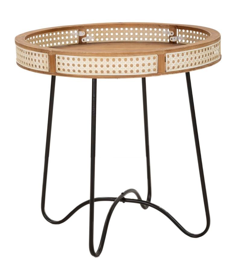 Tavolino Basso Ø60x60,5 cm in Metallo e Legno-1
