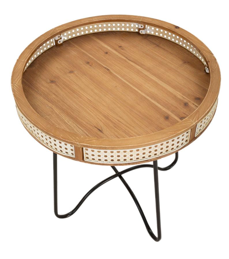 Tavolino Basso Ø60x60,5 cm in Metallo e Legno-2