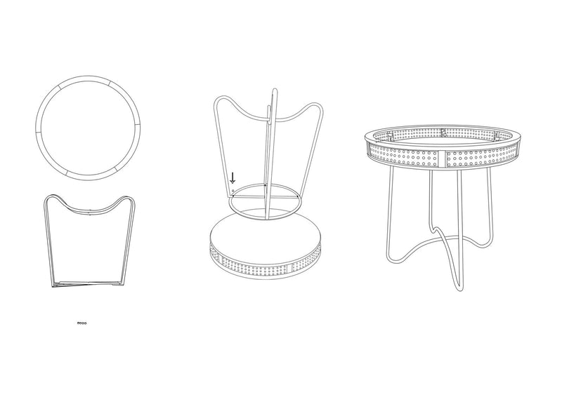 Tavolino Basso Ø60x60,5 cm in Metallo e Legno-7