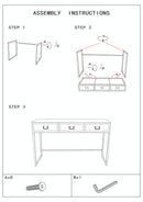Consolle Fissa 3 Cassetti 120x35x78 cm in Metallo e Legno-10