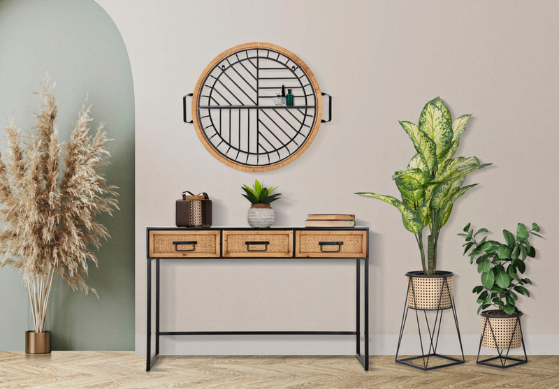 Consolle Fissa 3 Cassetti 120x35x78 cm in Metallo e Legno-8