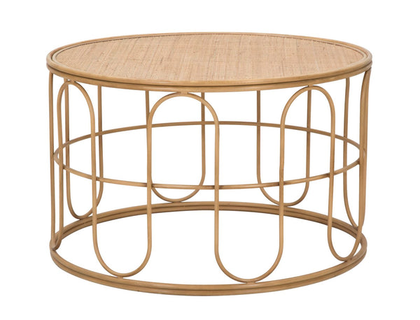 prezzo Tavolino Basso Ø80x50 cm in Metallo Piano in Rattan