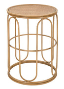 Tavolino Basso Ø40x55 cm in Metallo Piano in Rattan-1