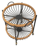 Carrello 2 Ripiani 57x55,5x62,5 cm con Ruote in Metallo e Rattan-3