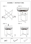 Carrello 2 Ripiani 57x55,5x62,5 cm con Ruote in Metallo e Rattan-9