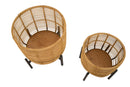 Set 2 Portavasi Ø41x47-33x39 cm in Metallo e Rattan-2
