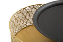 Set 2 Tavolini Ø40x66-35x56 cm in Metallo Nero e Oro-4