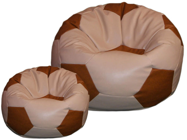 Poltrona a Sacco Pouf Ø100 cm in Similpelle con Poggiapiedi Baselli Pallone da Calcio Caffè e Marrone acquista