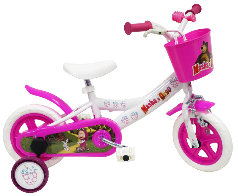 Bicicletta per Bambina 10" 1 Freno Gomme in EVA Masha e Orso Bianca-1
