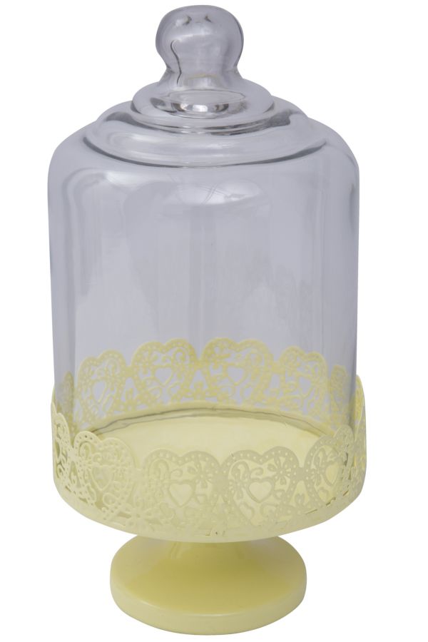 online Porta Dolci Heart Giallo Ø15,5x29,5 cm in Ferro e Vetro Giallo