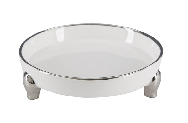 Svuota Tasche Pin Picc. 17,5x17x4,5 cm in Ceramica Bianco e Argento prezzo