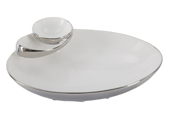 sconto Svuota Tasche Soap 37x26x11,5 cm in Ceramica Bianco e Argento