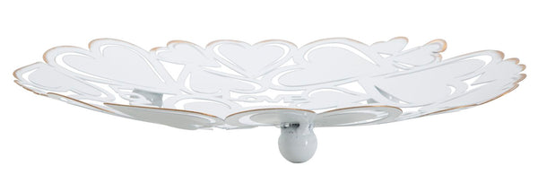 acquista Svuota Tasche Bianco Heart Ø29x4 cm in Ferro Bianco e Oro