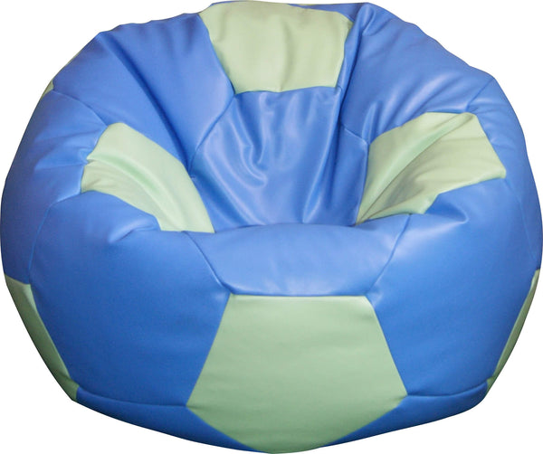 sconto Poltrona a Sacco Pouf Ø100 cm in Similpelle Baselli Pallone da Calcio Celeste e Verde Menta