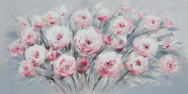 acquista Quadro Dipinto Fiori Rosa 120x60 cm Cornice in Abete Multicolor