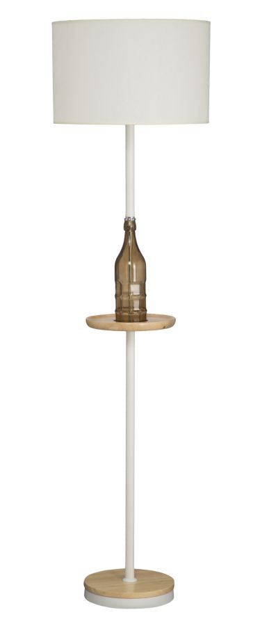 sconto Lampada da Terra Bouteille Ø42x158 cm Vetro e in Ferro Tessuto e Legno Bianco e Marrone